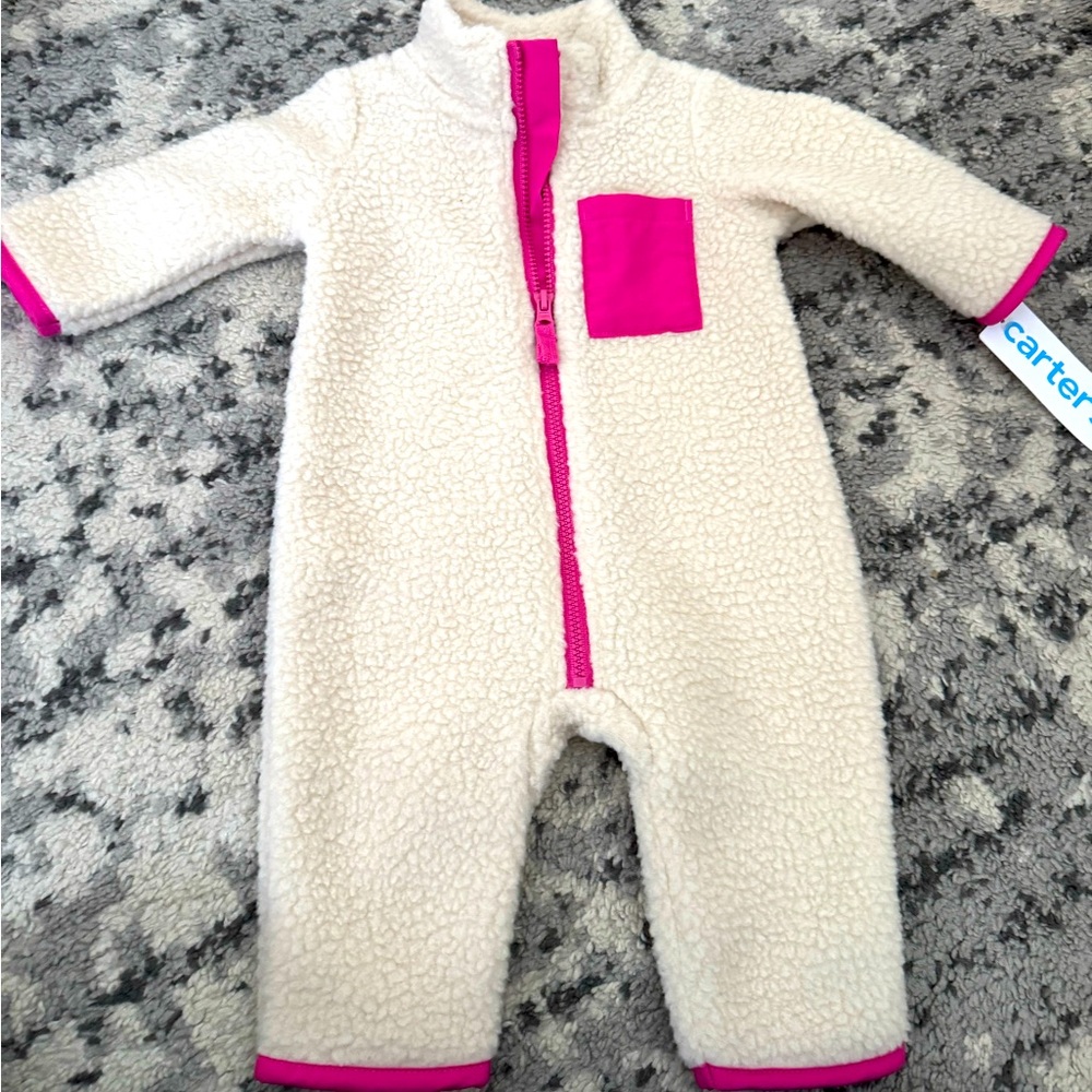 Carters fleece romper NWT 0/3 months